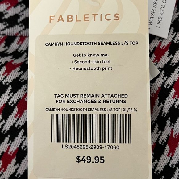 Fabletics Camryn Houndstooth Seamless Long Sleeve Top Red Green Black size XL - Picture 12 of 16
